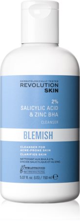 Revolution Skincare Blemish 2% Salicylic Acid & Zinc BHA exfoliante de limpeza para pele problemática, acne