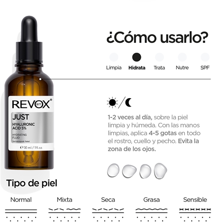 Revox B77 JUST Hyaluronic Acid 5% loción hidratante para rostro y cuello