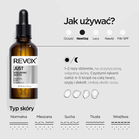 Revox B77 Just Hyaluronic Acid 5% fluid nawilżający do twarzy i szyi
