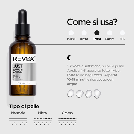 Revox B77 JUST Glycolic Acid 20% siero esfoliante levigante per il viso