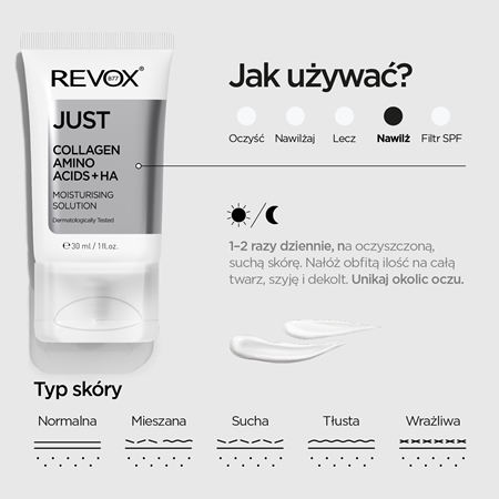 Revox B77 JUST Collagen Amino Acids + HA emulsja nawilżająca do twarzy i szyi