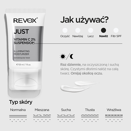 Revox B77 JUST Vitamin C 2% Suspension rozświetlający krem nawilżający do twarzy i szyi