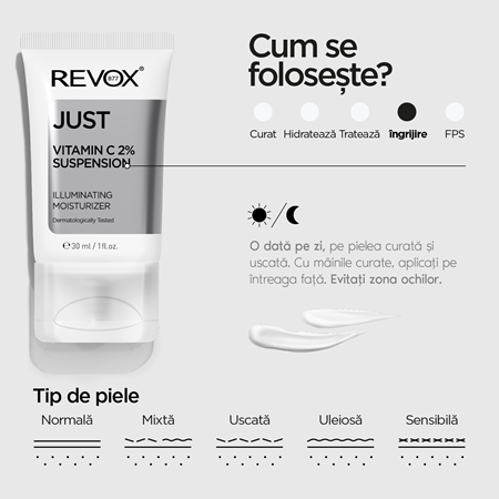 Revox B77 JUST Vitamin C 2% Suspension crema hidratanta cu efect iluminator pentru față și gât
