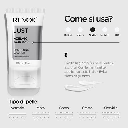 Revox B77 Just Azelaic Acid 10% emulsione illuminante per il viso