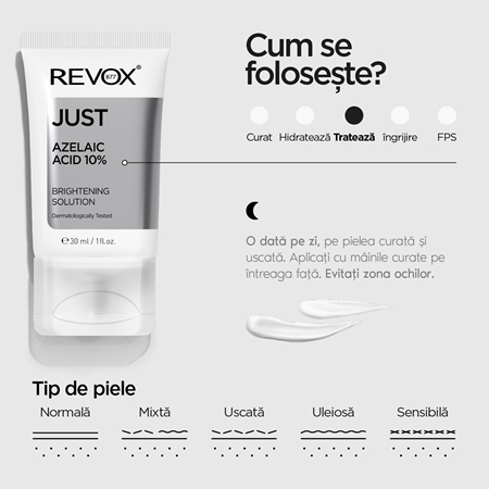 Revox B77 JUST Azelaic Acid 10% emulsia pentru stralucire faciale