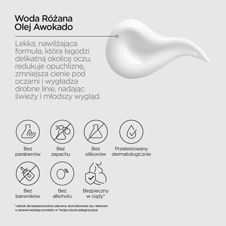 Revox B77 JUST Rose Water Avocado Oil Eye Care nawilżający fluid do okolic oczu przeciw cieniom
