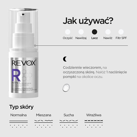 Revox B77 Retinol Eye Contour Gel przeciwzmarszczkowy krem pod oczy przeciw obrzękom i cieniom
