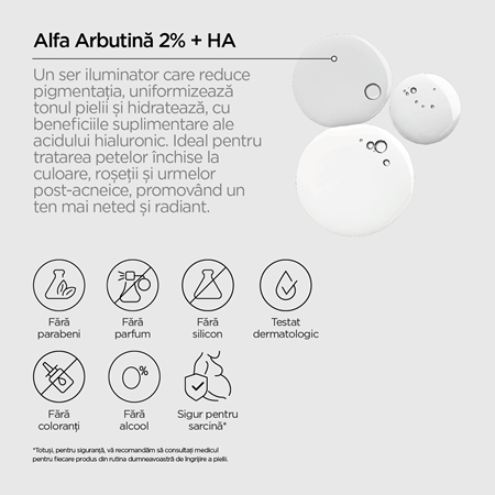 Revox B77 Just Alpha Arbutin 2% + HA ser cu efect iluminator pentru față și gât