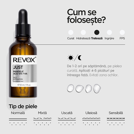 Revox B77 JUST Mandelic Acid 10% + HA Ser netezire cu acid de migdale