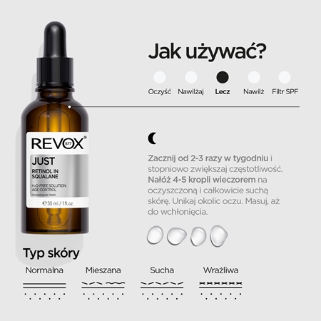 Revox B77 JUST Retinol In Squalane serum przeciwzmarszczkowe z retinolem do twarzy i szyi