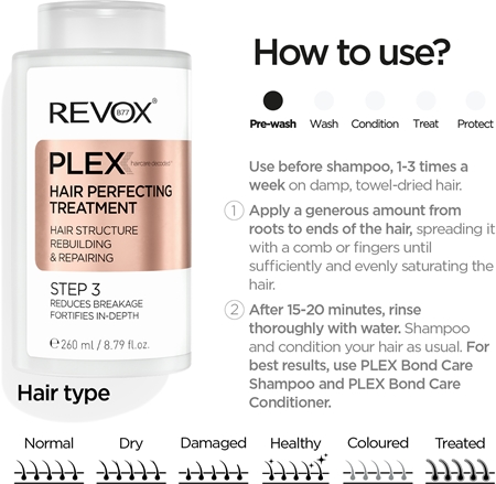 Revox B77 PLEX Hair Perfecting Treatment. Step 3 Feuchtigkeitspflege zur Nutzuung vor der Haarwäsche für gefärbtes und geschädigtes Haar
