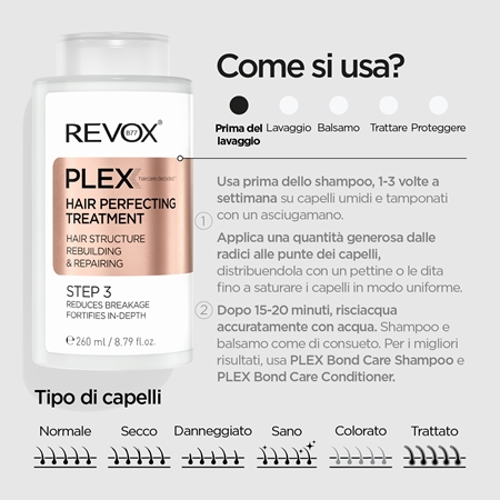 Revox B77 PLEX Hair Perfecting Treatment. Step 3 trattamento pre-shampoo per capelli tinti e danneggiati