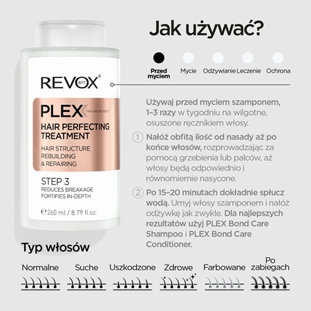 Revox B77 PLEX Hair Perfecting Treatment. Step 3 odżywcze preludium pielęgnacyjne do włosów farbowanych i zniszczonych