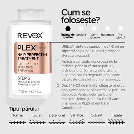 Revox B77 PLEX Hair Perfecting Treatment. Step 3 tratament pre-sampon pentru par vopsit si deteriorat