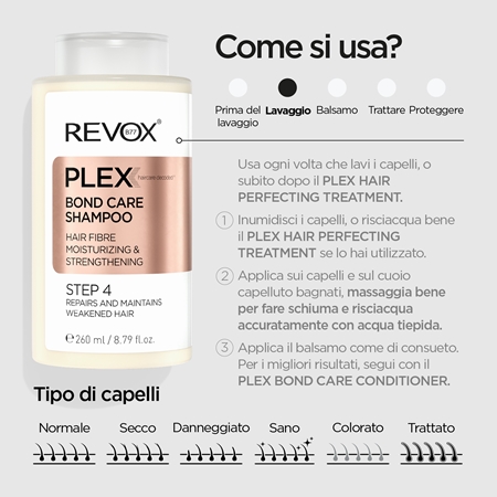 Revox B77 PLEX Bond Care Shampoo. Step 4 shampoo rinforzante effetto idratante