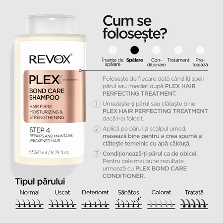 Revox B77 PLEX Bond Care Shampoo. Step 4 sampon fortifiant cu efect de hidratare