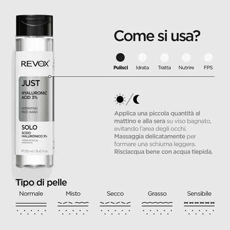 Revox B77 Just Hyaluronic Acid 3% gel detergente idratante per il viso