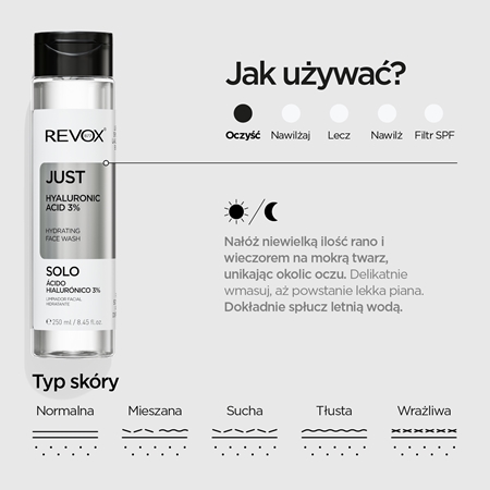 Revox B77 JUST Hyaluronic Acid 3% nawilżający żel oczyszczający do twarzy