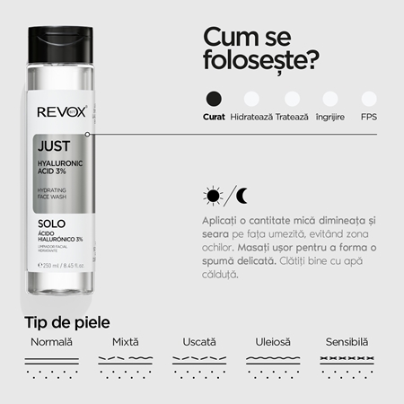 Revox B77 JUST Hyaluronic Acid 3% gel hidratant de curatare faciale