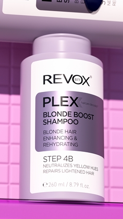 Revox B77 PLEX Blonde Boost Shampoo. Step 4B sampon a sárga tónusok neutralizálására szőke hajra