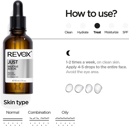 Revox B77 Just Salicylic Acid 2% Anhydrous sérum peeling exfoliant visage