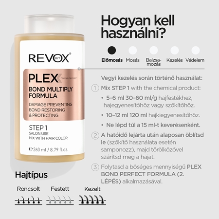 Revox B77 PLEX Bond Multiply Formula. Step 1 védő ápolás sérült, vegyileg kezelt hajra
