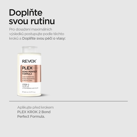 Revox B77 PLEX Bond Multiply Formula. Step 1 ochranná péče pro poškozené, chemicky ošetřené vlasy