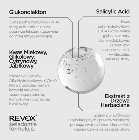 Revox B77 Zitcare AHA BHA PHA Active Face Toner delikatny tonik oczyszczający