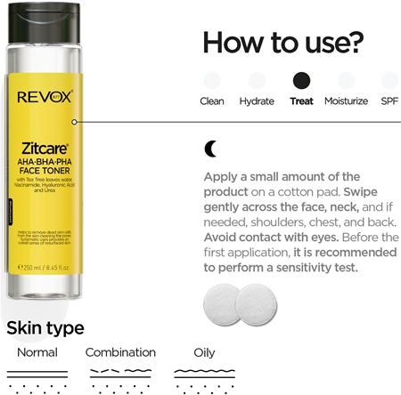 Revox B77 Zitcare AHA BHA PHA Active Face Toner gently cleansing toner