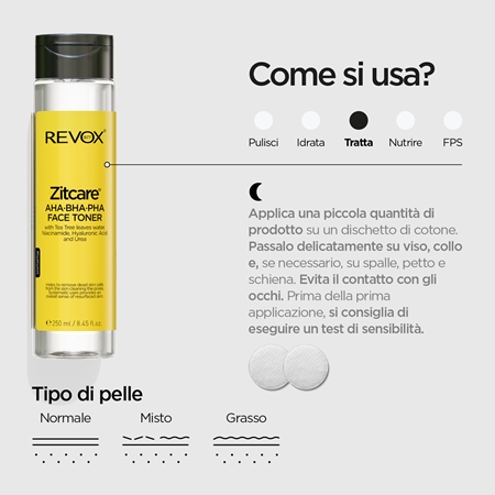Revox B77 Zitcare AHA BHA PHA Active Face Toner lozione tonica detergente delicata