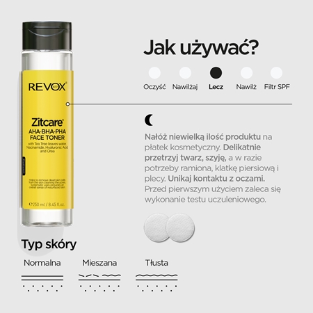 Revox B77 Zitcare AHA BHA PHA Active Face Toner delikatny tonik oczyszczający