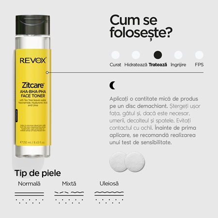 Revox B77 Zitcare AHA BHA PHA Active Face Toner tonic bland de curatare