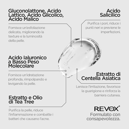 Revox B77 Zitcare AHA BHA PHA Face Wash gel detergente delicato con effetto esfoliante