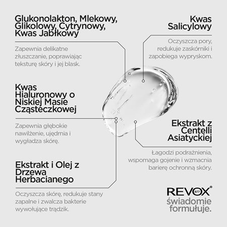 Revox B77 Zitcare AHA BHA PHA Face Wash delikatny żel oczyszczający z efektem złuszczającym