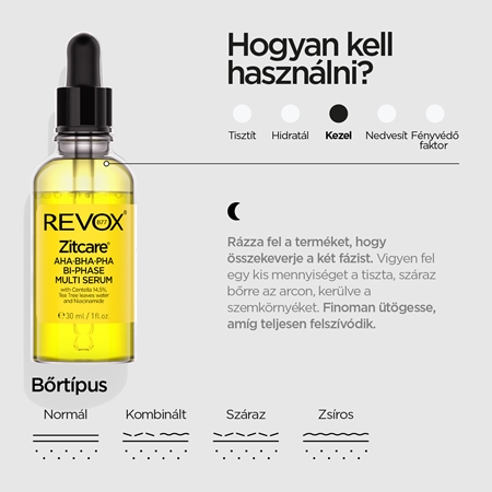 Revox B77 Zitcare AHA BHA PHA Bi-Phase Multi Serum kétfázisú szérum a sima és matt arcbőrért