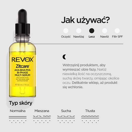 Revox B77 Zitcare AHA BHA PHA Bi-Phase Multi Serum serum dwufazowe dla wygładzonej i zmatowionej cery