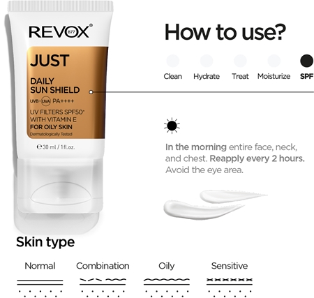 Revox B77 JUST Daily Sun Shield zaščitna krema za mastno in mešano kožo SPF 50+