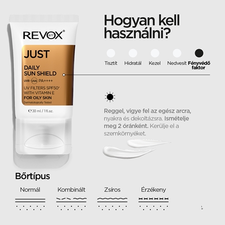 Revox B77 JUST Daily Sun Shield védőkrém zsíros és kombinált bőrre SPF 50+