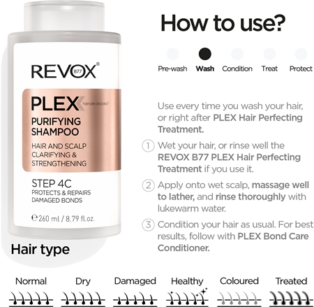Revox B77 PLEX Purifying Shampoo. Step 4C почистващ шампоан за укрепване на увредената коса