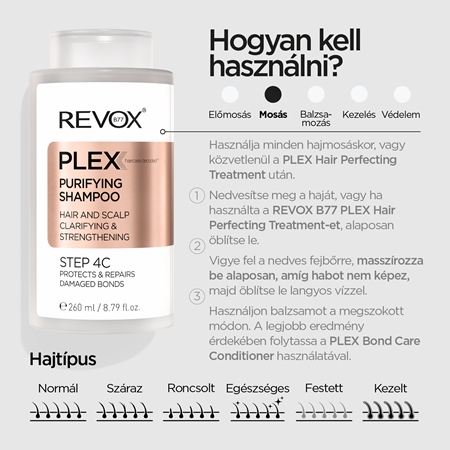 Revox B77 PLEX Purifying Shampoo. Step 4C tisztító sampon károsodott haj erősítésére
