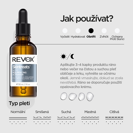 Revox B77 Skintreats Biotic Resurfacing Activator vyhlazující exfoliační sérum pro rozjasnění pleti