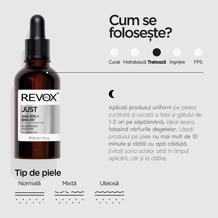 Revox B77 JUST AHA 30% + BHA 4% ser exfoliant de netezire pentru definirea pielii