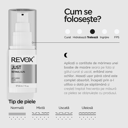 Revox B77 JUST Retinal 0.2% Fluid lichid multi-corector împotriva îmbătrânirii pielii