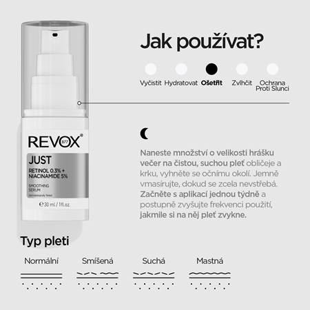 Revox B77 JUST Retinol 0.3% + Niacinamide 5% hydratační vyhlazující emulze proti stárnutí pleti