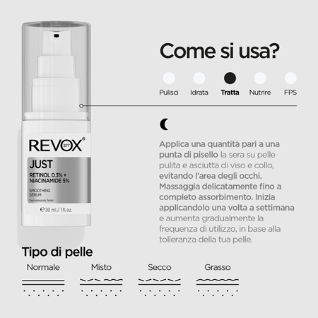 Revox B77 JUST Retinol 0.3% + Niacinamide 5% emulsione lisciante idratante anti-age