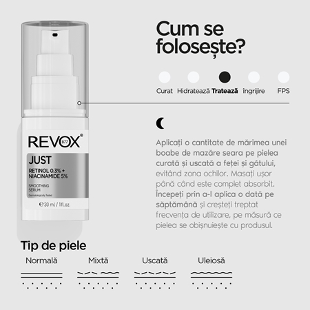Revox B77 JUST Retinol 0.3% + Niacinamide 5% emulsie hidratanta împotriva îmbătrânirii pielii