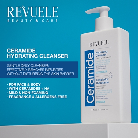 Revuele Ceramide Hydrating Cleanser Cleansing Gel for Face and Body for dry to very dry skin