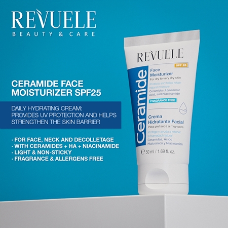 Revuele Ceramide Face Moisturizer SPF 25 Protective Day Cream for dry and very dry skin