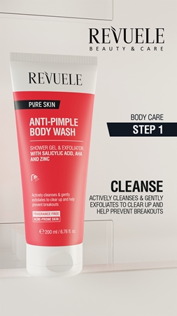 Revuele Pure Skin Anti-Pimple Exfoliating Shower Gel to treat acne