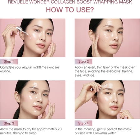 Revuele Wonder Collagen Boost Wrapping Mask Sleeping Mask to brighten and smooth the skin